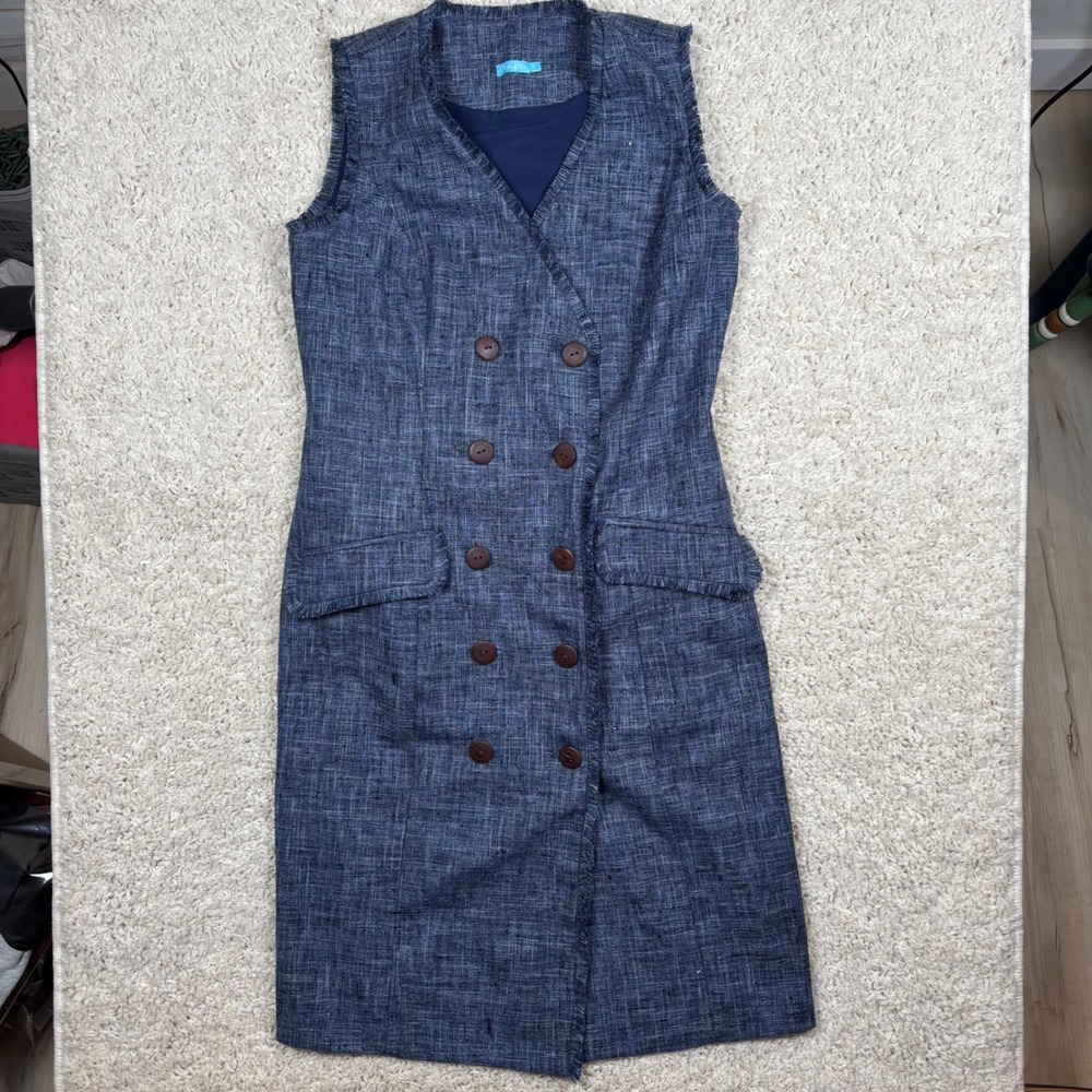 J McLaughlin Sleeveless Double Breasted Blazer Dress‎ Navy Blue Size S